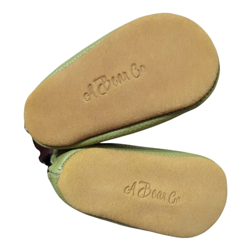 NEW A‎ Bear Co Toddler Size 3 Pebbled Leather Ballerina Flats Green Girl's